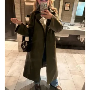 Rosetta Getty Olive Green Faux Leather Trench Coat SMALL Belted Office Work $555 thumbnail 8