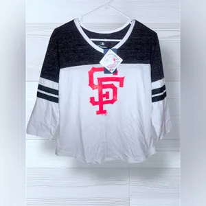 NWT FANATICS MLB Women’s San Francisco Giants Iconic Tri-Blend 3/4 Sleeve Tshirt thumbnail 2
