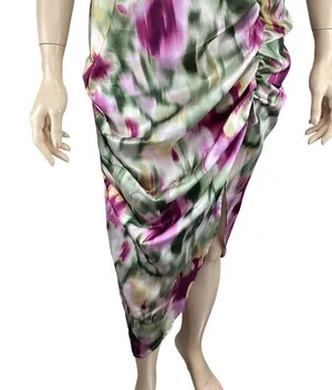 Cider Dress Size Medium Illusion Ruched‎ Midi Satin Floral thumbnail 8