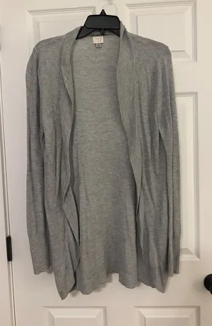 A New Day Women's Light Gray Open-Front Ribbed Cardigan Sweater thumbnail 1