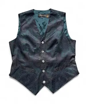 Classiques Entier Silk Teal and Black Paisley Vest Unisex Layering Size Small thumbnail 1