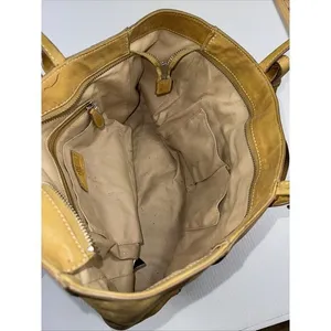 Frye Melissa Leather Mustard Tote Bag Cognac Large Shoulder Handbag W Stain‎ thumbnail 8