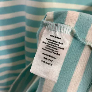 Talbots Aqua White Stripe 3/4 Sleeve Top Button Detail 100% Cotton Womens Large thumbnail 4