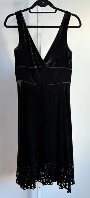 Zara Black witchy dark romantic Dress Party Cocktail Laser Cut Hem‎ sz S thumbnail 1