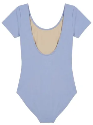 Eurotard Adult S Short Sleeve Light Blue Leotard Bodysuit Lined Cotton Dance thumbnail 3