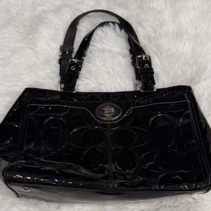 Coach Black Patent Leather Shoulder Bag thumbnail 1