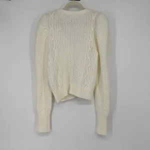 Abercrombie & Fitch Cable Knit Cardigan Sweater Cream V Neck Size‎ L thumbnail 2