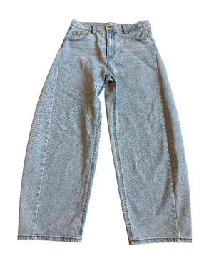 Oat New York Wide Leg Barrel Jeans Light Wash Denim Quiet Luxury Size 10/30 thumbnail 1