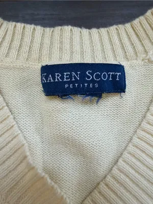 Karen Scott butter yellow Cable-Knit V-Neck Henley Sweater thumbnail 2