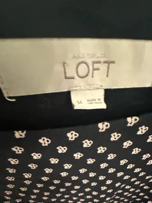 LOFT Black Dress with White Tiny Floral Print thumbnail 2