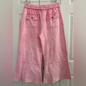SAGE + FIG Mineral Washed Terry Wide Leg Pants size large pink thumbnail 4