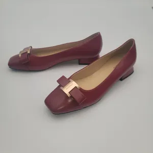 C.Paravano Flats Women Shoes US 8 EUR 38.5 Red Square Toe Metal Buckles Ballet thumbnail 2