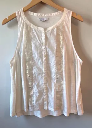 American Eagle Outfitters Cream Button-Front Sleeveless Tank thumbnail 1