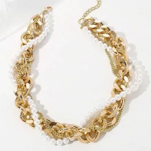 🐧🐧🐧BOGOHO 🐧🐧🐧Elegant Gold and White Pearl Necklace thumbnail 4
