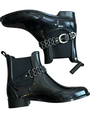 Henry Ferrera Survivor 100 Patent Ankle Rain Boots Western Buckle Wingtip 7 thumbnail 5