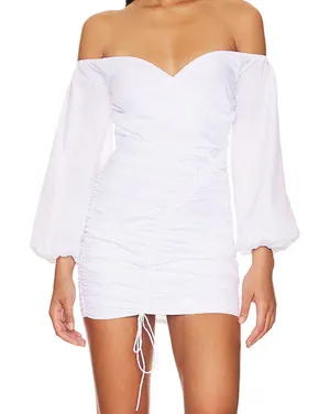 More To Come Abril Off Shoulder Dress in White, Size XS​​​​​ thumbnail 1