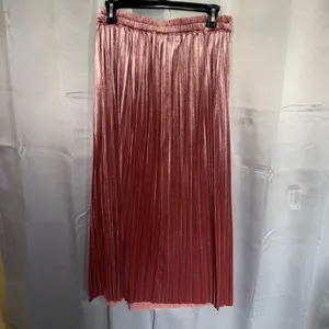 Papermoon Pleated Velvet Pull On Midi Skirt Womens L Pink Rose Shimmer Coquette thumbnail 8