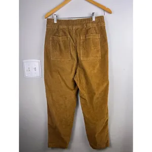 GAP High Rise Corduroy Pants Brown Camel Elastic Waist Relaxed Straight Leg Size thumbnail 7