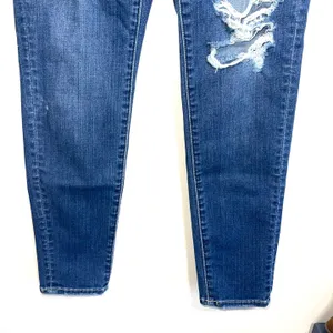 American Eagle Dark Wash Super High Rise Ripped Curvy Skinny Jeans thumbnail 5