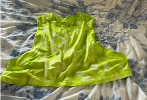 NWOT Lululemon All Yours Cropped Tank Neon Yellow/Green and White thumbnail 3