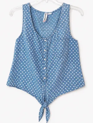 Mimi Chica Polka Dot Tie Top, Size Medium thumbnail 8
