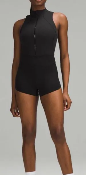 Lululemon Nulux Zip-Up Track Bodysuit 3" 8 Running Black NWT thumbnail 1