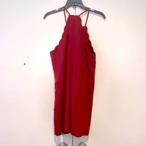 Lulu’s Endlessly Endearing scalloped halter dress in Wine thumbnail 5