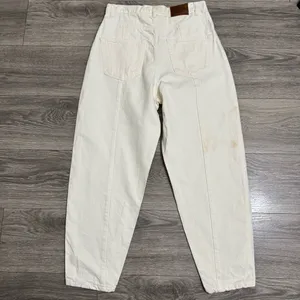 Zara The Petit Women Off White‎ Tapered High Rise Relaxed Fit Boho Jeans Size 6 thumbnail 6