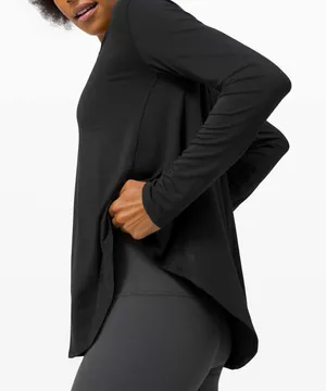 Lululemon Up‎ for Down Time Black Long Sleeve Open Back Top Tee Shirt sz 10 thumbnail 2