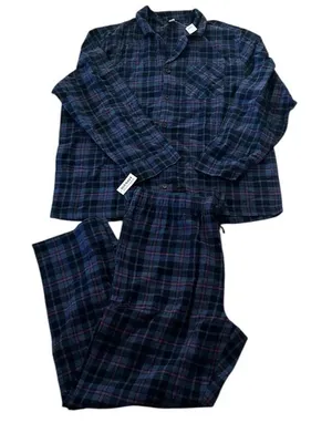 Old Navy Two Piece Pajama Sleepwear, Blue/Red Flannel, Size XXL, NWT thumbnail 1