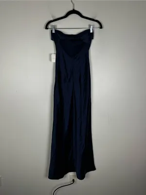 Altard State Navy Blue Satin Paityn Strapless Maxi Dress Women’s Sz XXS NWT thumbnail 6