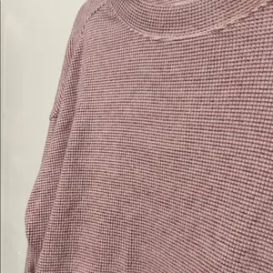 Aerie Red White Waffeknit Oversized Crewneck Pullover Sweatshirt thumbnail 4