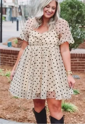Altar’d State Polka Dot Babydoll Lined Dress Women’s Large thumbnail 1