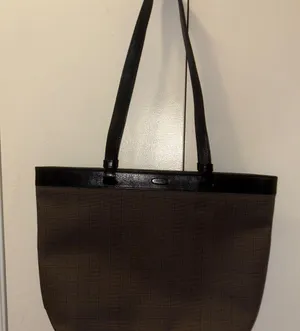 Elegant Black and Brown Women's Tote Bag for office plaid thumbnail 4