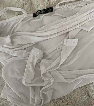 Nasty Gal Slinky Cowl Neck Bodysuit White thumbnail 4