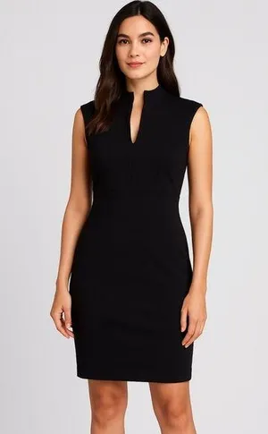 Rolla Coster Women’s Small Bodycon Midi Dress Black Sheath Knit Stretch Zipper thumbnail 1