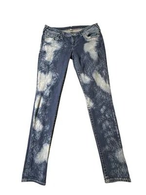 True Religion Skinny Flap Jeans Womens 31 Blue Acid Washed Custom thumbnail 1