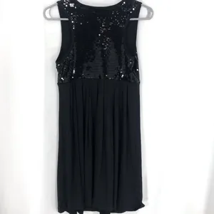 Romeo & Juliet LBD Couture Black Sequin Empire Style Shift Dress thumbnail 3