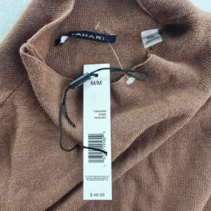 Tahari NWT Womens Mock Neck‎ Sleeveless Knit Sweater Top Hazelnut Brown Medium thumbnail 5