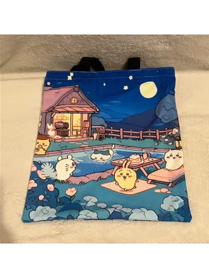 Night Scene Print Tote Bag Blue thumbnail 2