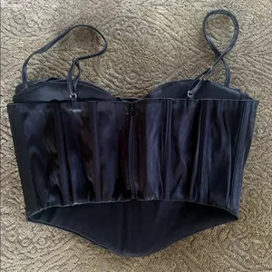 Black Satin Corset Top Size M thumbnail 2