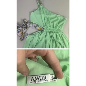 RTR AMUR ZELA One Shoulder Gown sherbet, green lavender floral SZ 12 long xl thumbnail 2