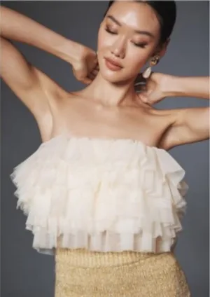 Anthropologie Sunday In Brooklyn Strapless Layered Tulle Top Size Small NWT thumbnail 1