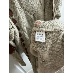 POL Cardigan Sweater Womens M Oatmeal Boho Cottagecore Open Cozy Coastal thumbnail 6