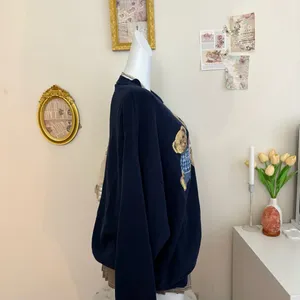 Vintage Teddy Bear Sweatshirt Navy Blue Embroidered Bears thumbnail 2