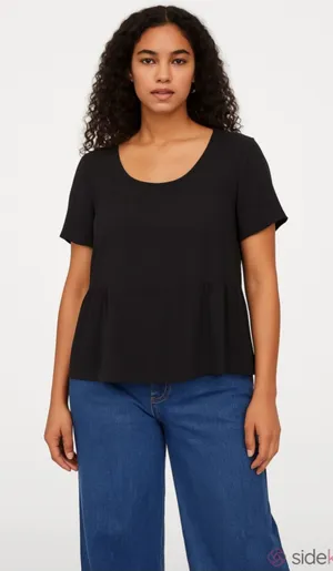Pleione By Anthropologie Black Peplum Blouse Size Small thumbnail 1