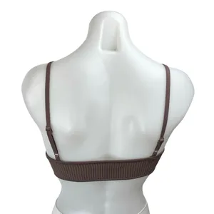 Aritzia Babaton Brown Ribbed Sleeveless Cami Camisole Brallette Crop Tank Top XS thumbnail 2