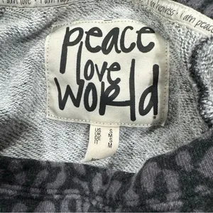 Peace Love World Black Grey Oversized Sweatshirt Women’s Small thumbnail 3