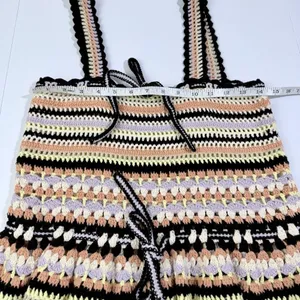 Ulla Johnson Zita Tank Honey Crochet Peplum Top Cotton Striped Multi Size P thumbnail 8