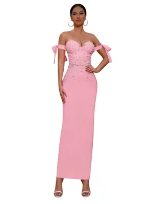 Boutique Pink and Pearl Maxi Dress thumbnail 3